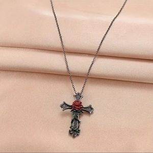 Fashionable Charming Red Rose🌹 Cross Pendant Necklace